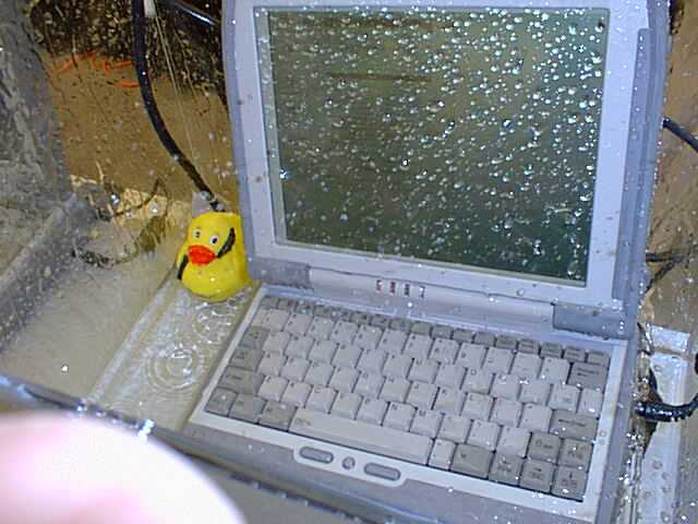 Rugged Itronix waterproof laptop, photo by Robb Scott, 1999