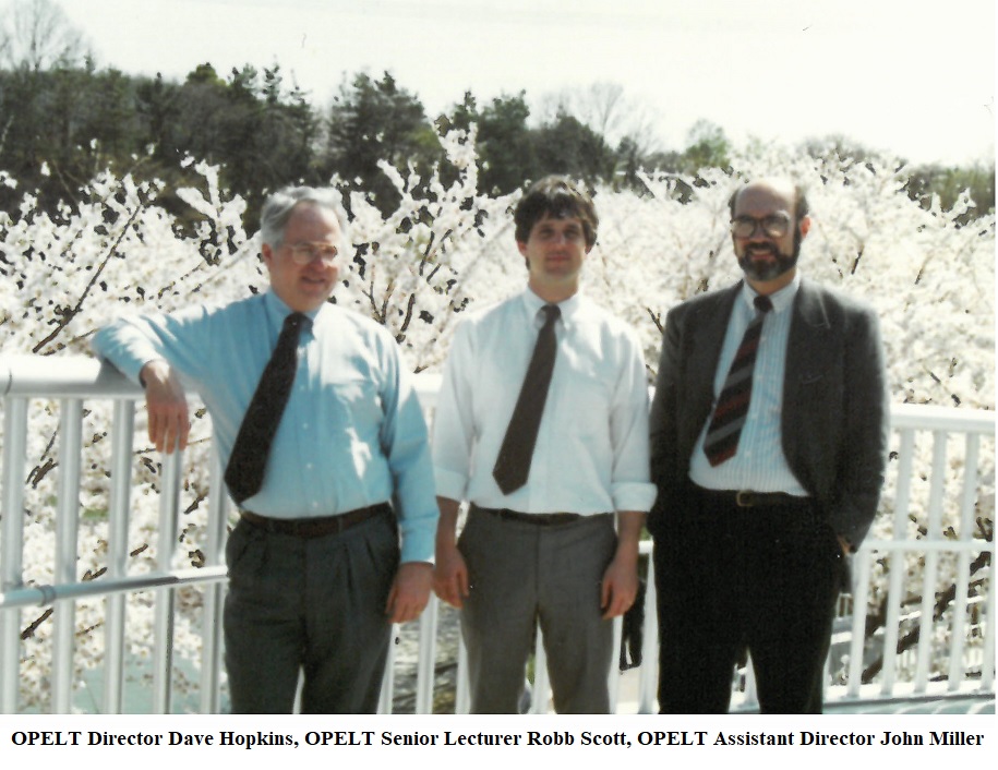 Dave Hopkins, Robb Scott, and John Miller, all three of the Ohio Program for English Language Teaching, at Chubu University