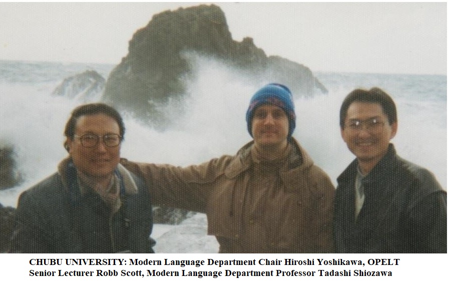 Hiroshi Yoshikawa, Robb Scott, Tadashi Shiozawa enjoying the shoreline in autumn of 1991